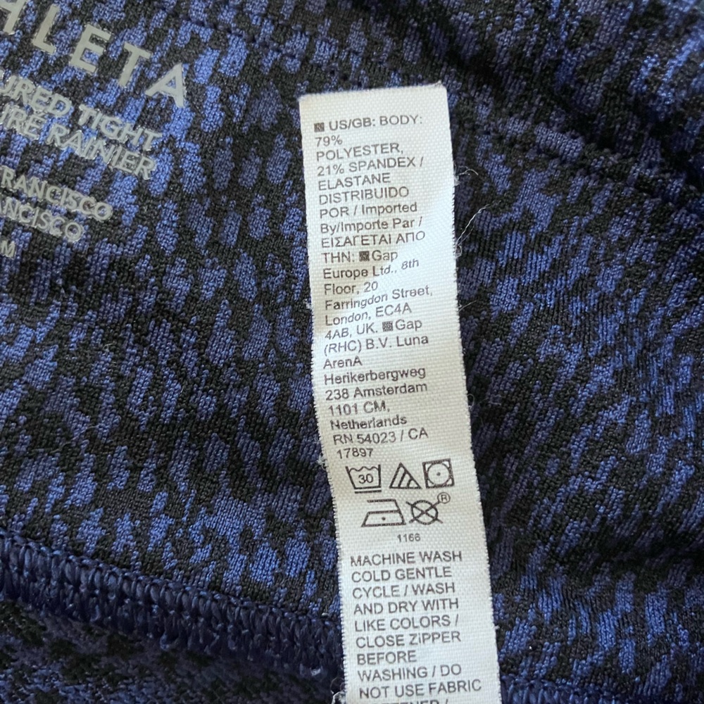 ATHLETA Blue/Black Ranier High Rise Textured Legging Size S - Picture 16 of 16